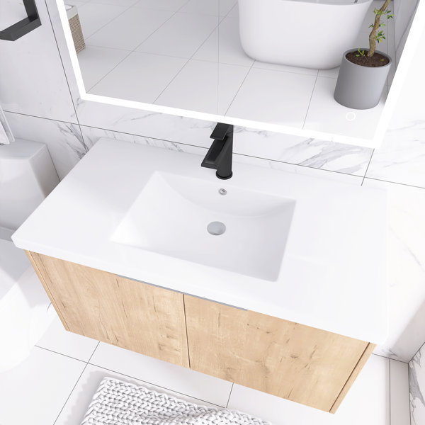 Ebern Designs Alencon 35.4'' Single Bathroom Vanity with Resin Top